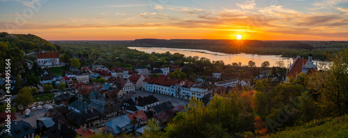 Kazimierz Dolny on the Vistula River. Beautiful town in Poland during sunset. Panorama. photo
