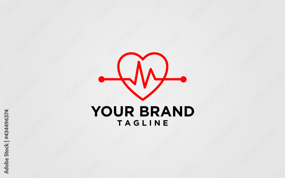 Red heartbeat line icon. Pulse Rate Monitor. on white background. Vector illustration.
