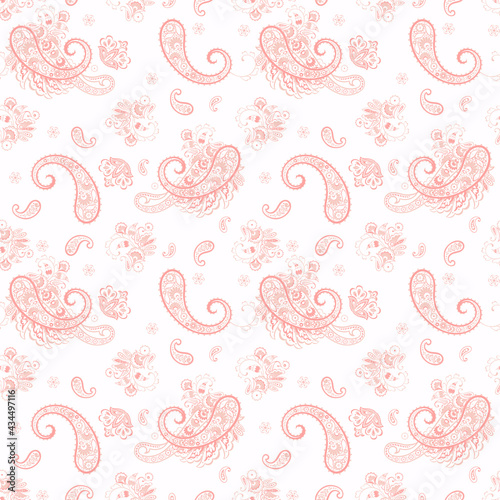 Paisley Floral oriental ethnic Pattern. Seamless Vector Ornament. Ornamental motifs of the Indian fabric patterns.