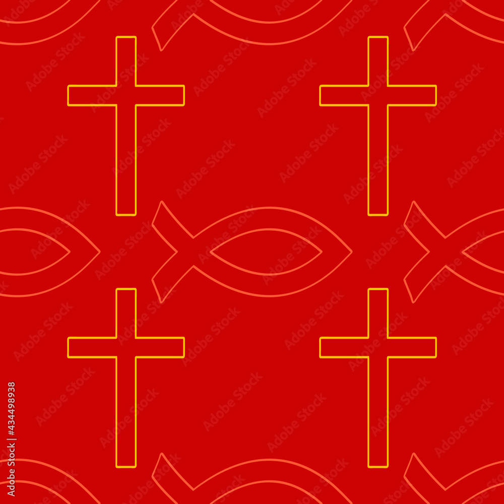 Seamless pattern with variants of Christian symbols for your project