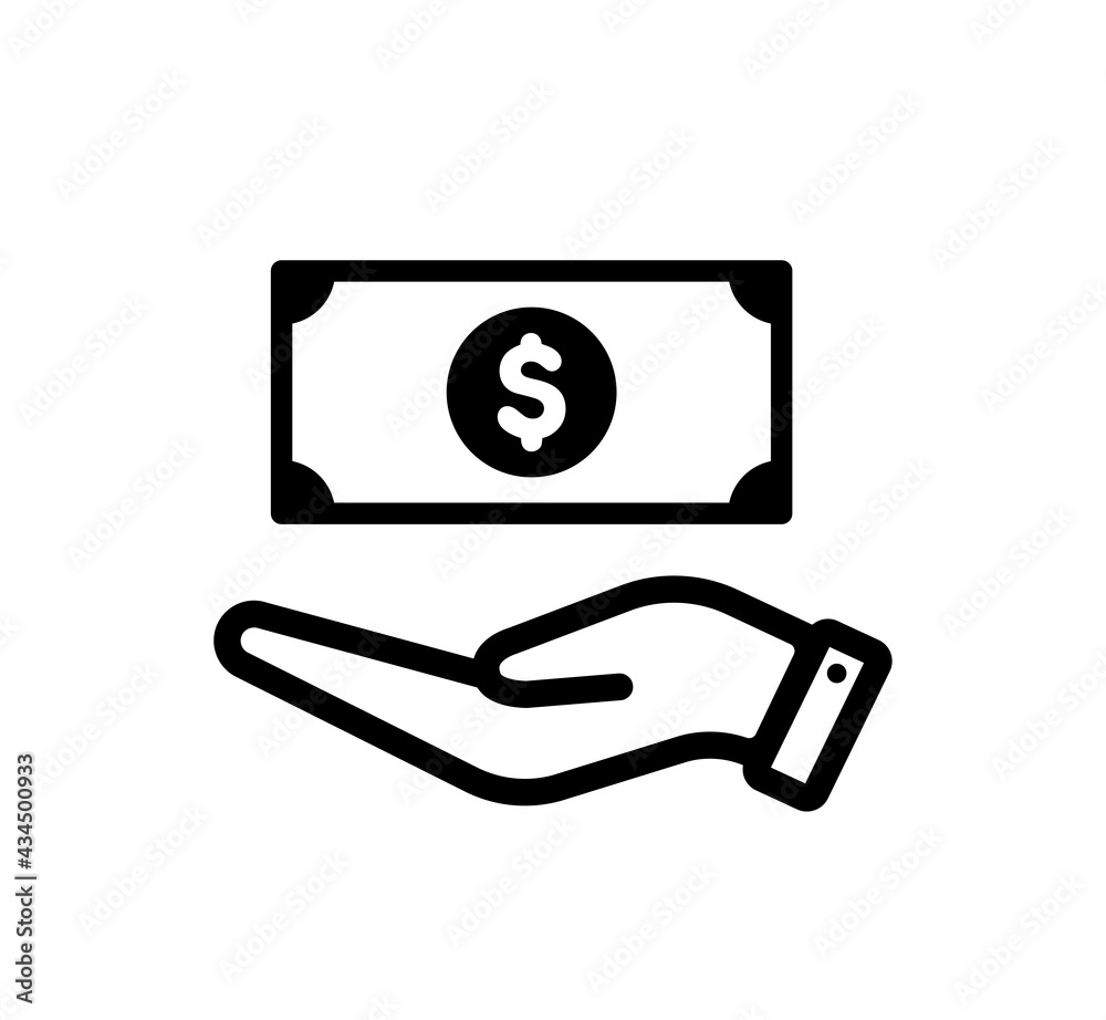 Hand holding money vector icon illustration ( US dollar ) Hand holding money vector icon illustration ( US dollar )