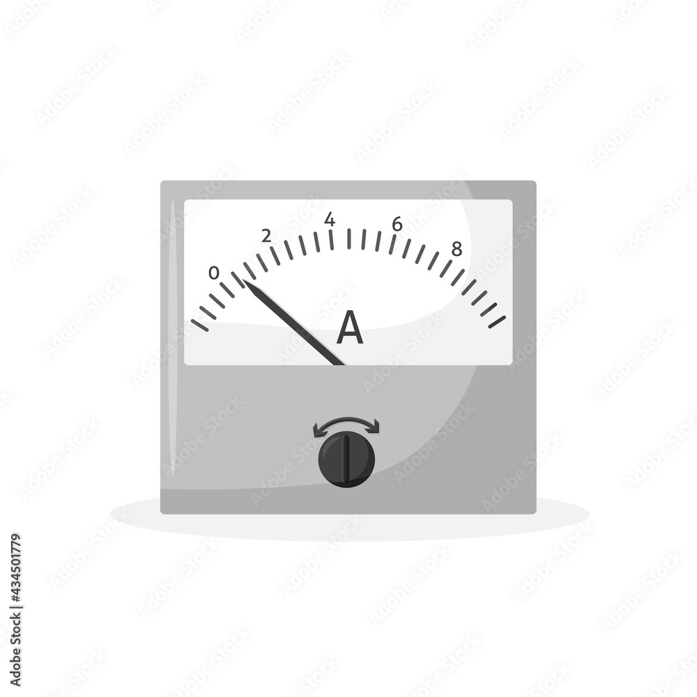 Vector illustration of an isolated ammeter. Power measurement icon. ammeter for measuring amperage in amperes. Vector illustration of an isolated ammeter. Power measurement icon. ammeter for measuring amperage in amperes.