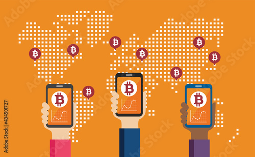 Bitcoin (cryptocurrency) concept vector banner illustration