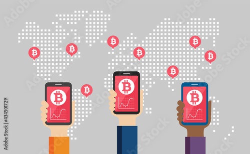 Bitcoin (cryptocurrency) concept vector banner illustration