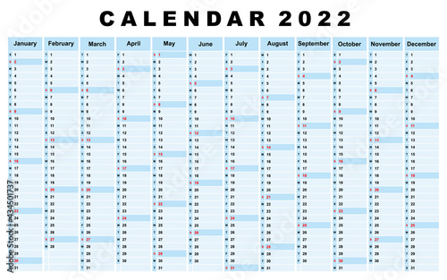 Calendar 2021, daily event planner, vector color illustration