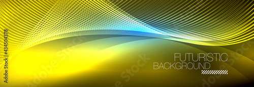 Abstract neon glowing light in the dark with waves. Shiny magic energy and motion concept, vector abstract wallpaper background