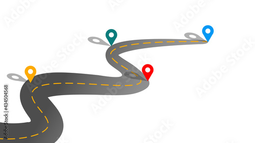 Graphic design of plan roadmap for goal pin point for project presentation background photo