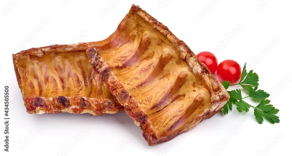 Smoked ribs, isolated on white background. High resolution image. Smoked ribs, isolated on white background. High resolution image.