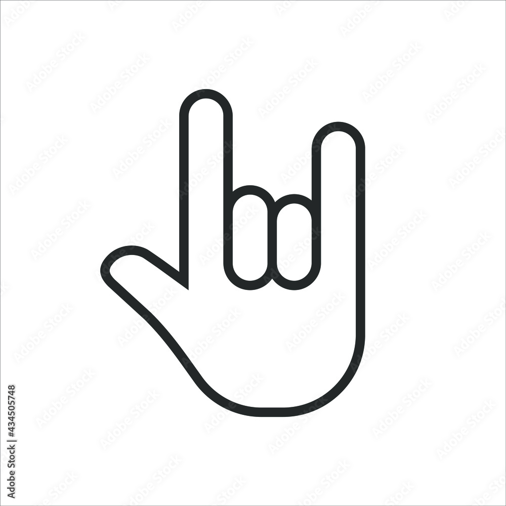 Rock hand gesture icon. Devil horns sign. Heavy metal music symbol. Mouse click cursor logo silhouette. Vector illustration image. Rock hand gesture icon. Devil horns sign. Heavy metal music symbol. Mouse click cursor logo silhouette. Vector illustration image.