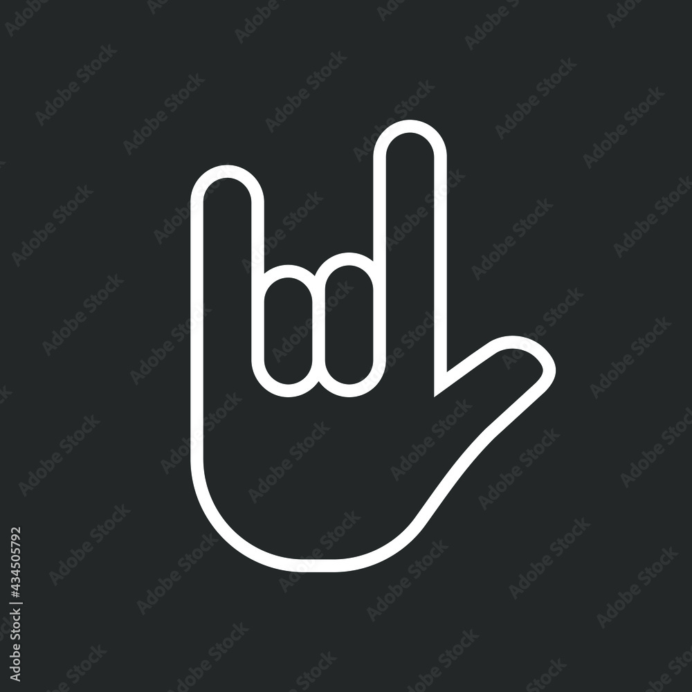 Rock hand gesture icon. Devil horns sign. Heavy metal music symbol. Mouse click cursor logo silhouette. Vector illustration image. Rock hand gesture icon. Devil horns sign. Heavy metal music symbol. Mouse click cursor logo silhouette. Vector illustration image.