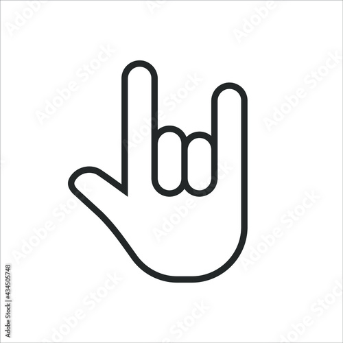 Rock hand gesture icon. Devil horns sign. Heavy metal music symbol. Mouse click cursor logo silhouette. Vector illustration image.