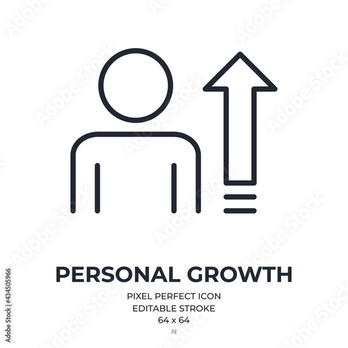 Personal growth and development concept editable stroke outline icon isolated on white background flat vector illustration. Pixel perfect. 64 x 64.