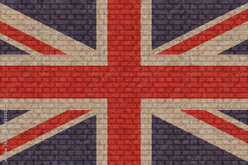 Fototapeta premium 3D Flag of United Kingdom on brick wall