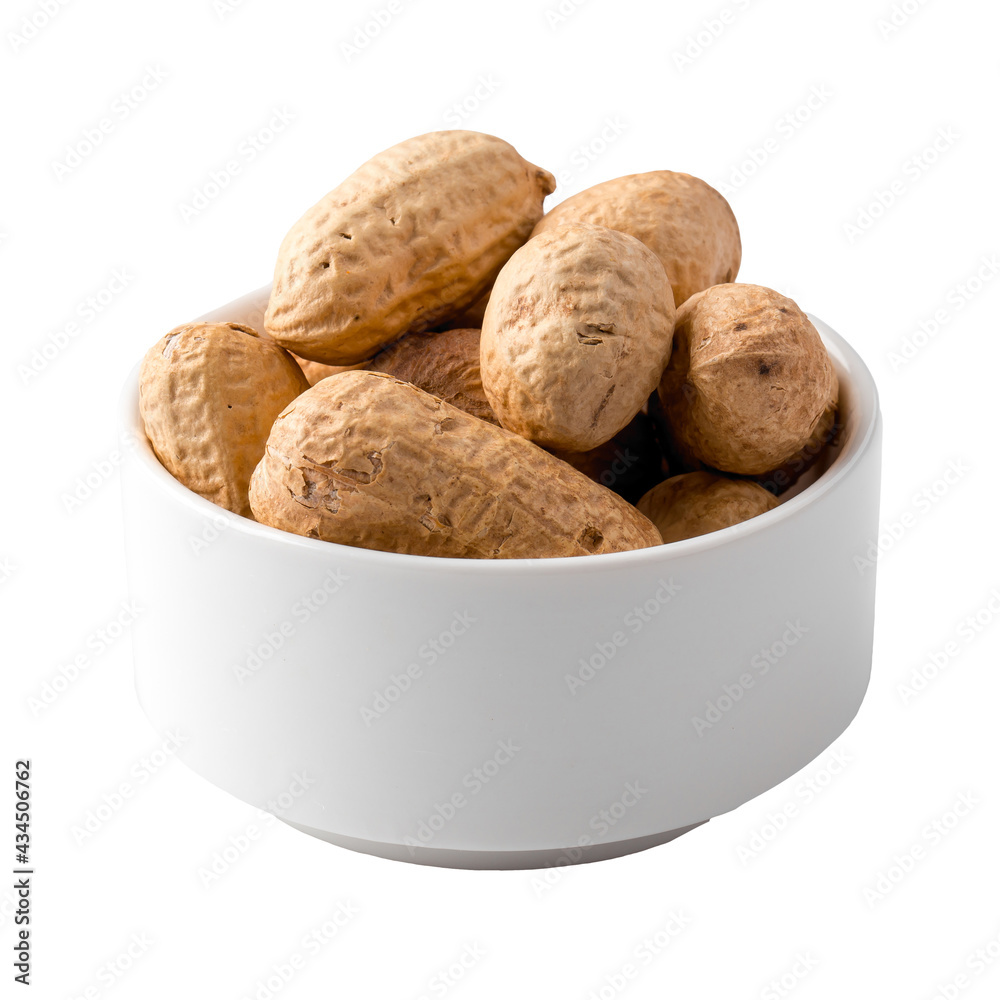 Isolated bowl of peanuts in shell on white background Isolated bowl of peanuts in shell on white background