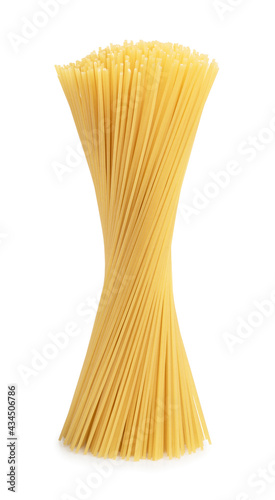 spaghetti pasta isolated on white. brightly colored pasta. The entire image is sharpness.