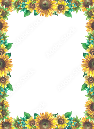 Rectangular frame of sunflowers