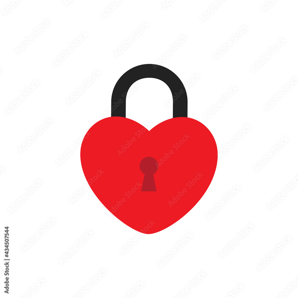 icon of locked and unlocked heart shape lock on white background. Set of locked and unlocked heart shape. Flat design. Vector illustration icon of locked and unlocked heart shape lock on white background. Set of locked and unlocked heart shape. Flat design. Vector illustration
