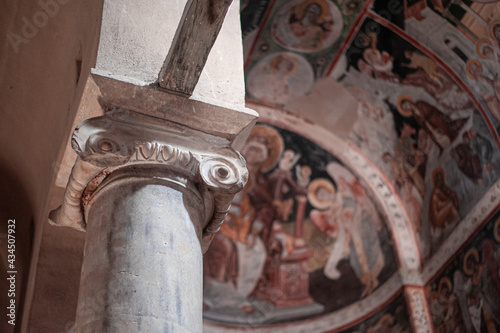 painting of arches and domes of the temple in an Orthodox monastery photo