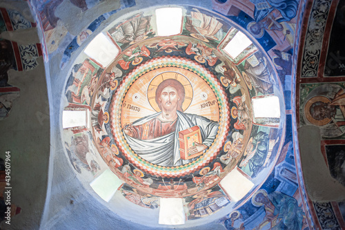 painting of arches and domes of the temple in an Orthodox monastery photo