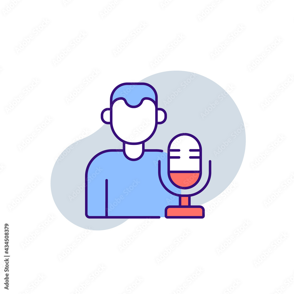 Microphone and radio host RBG color icon. Podcast. Thin line vector illustration. Microphone and radio host RBG color icon. Podcast. Thin line vector illustration.