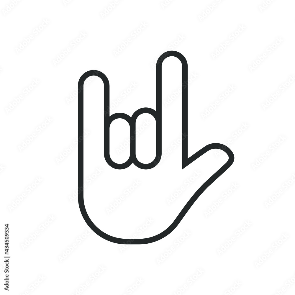 Rock hand gesture icon. Devil horns sign. Heavy metal music symbol. Mouse click cursor logo silhouette. Vector illustration image. Rock hand gesture icon. Devil horns sign. Heavy metal music symbol. Mouse click cursor logo silhouette. Vector illustration image.