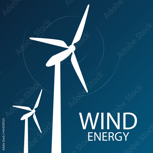 Environmental background of wind turbines, vector art illustration.