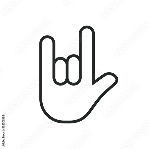 Rock hand gesture icon. Devil horns sign. Heavy metal music symbol. Mouse click cursor logo silhouette. Vector illustration image.