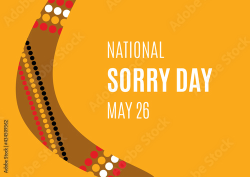 National Sorry Day vector. Boomerang detail on a orange background vector. Sorry Day Poster, May 26. Important day photo