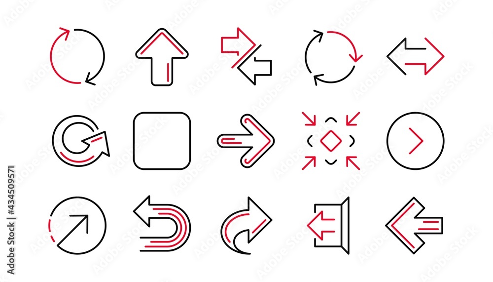 Arrow icons. Download, Synchronize and Share. Navigation linear icon set. Linear set. Quality line set. Vector Arrow icons. Download, Synchronize and Share. Navigation linear icon set. Linear set. Quality line set. Vector