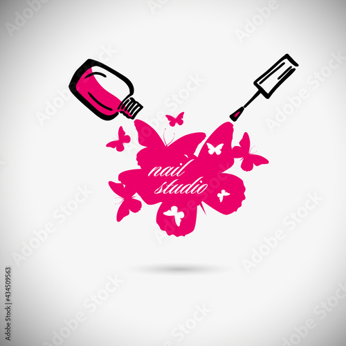 Nail studio. Nail polish logo. vector illustration