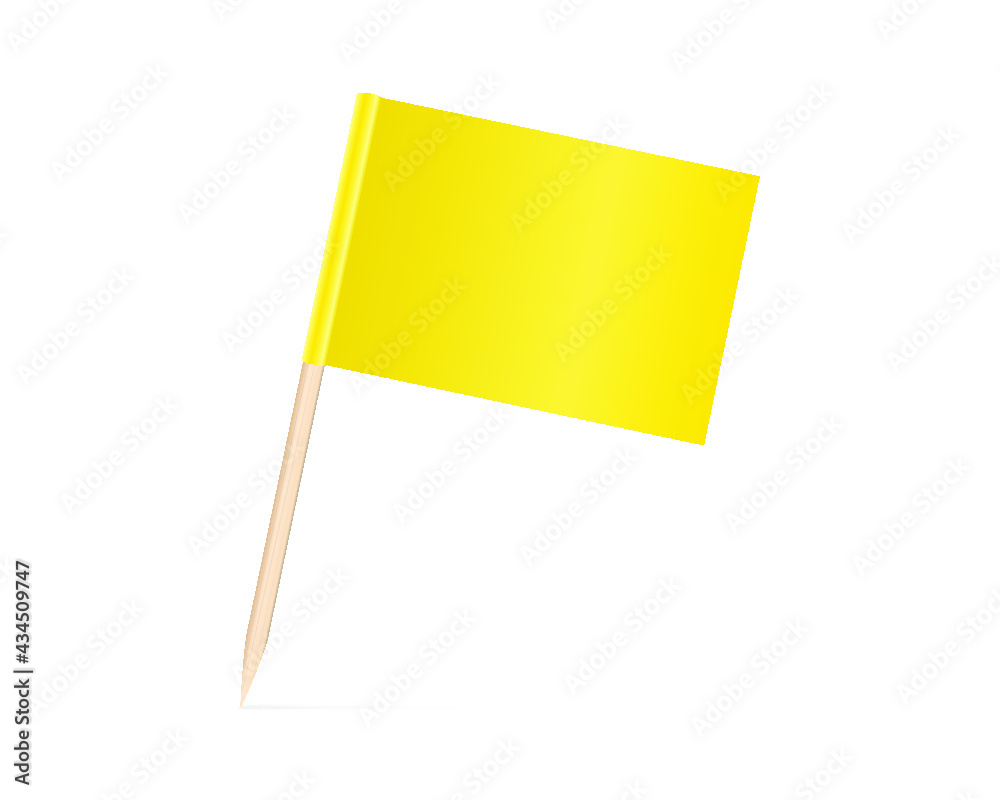 Yellow Blank toothpick flag isolated on a white background. 3d rendering Yellow Blank toothpick flag isolated on a white background. 3d rendering