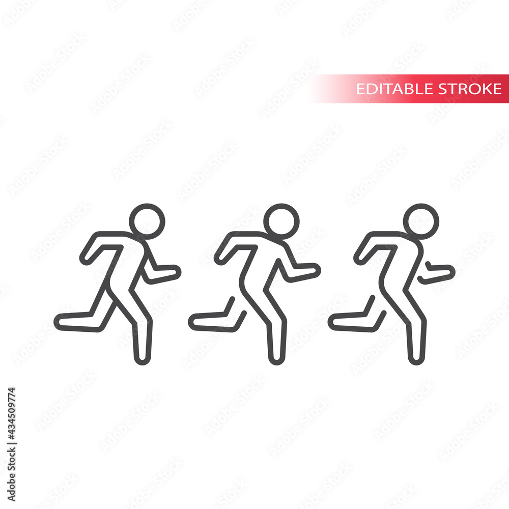 Running man line vector icon. Outline, editable stroke. Running man line vector icon. Outline, editable stroke.