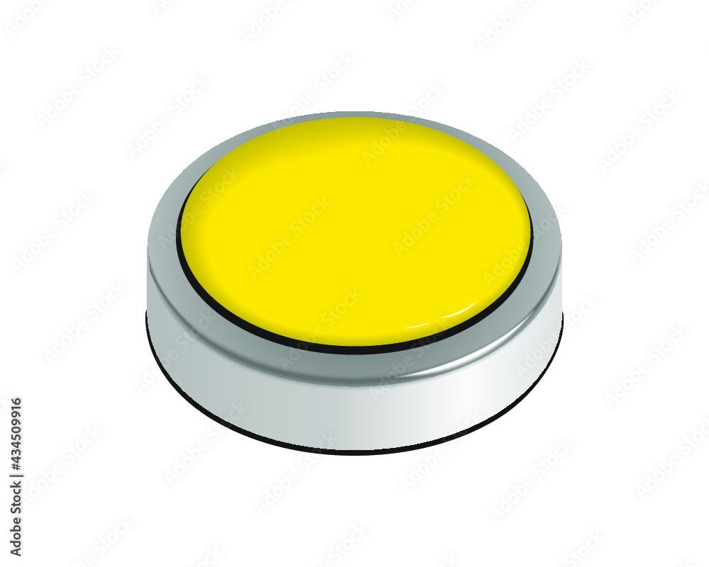 Yellow button with a metal edging isolated on a white background. 3d illustration Yellow button with a metal edging isolated on a white background. 3d illustration