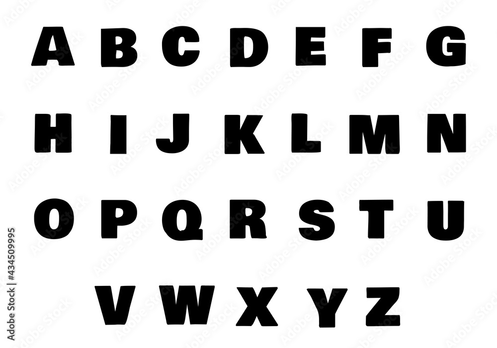 Alphabet set illustration black bold letters