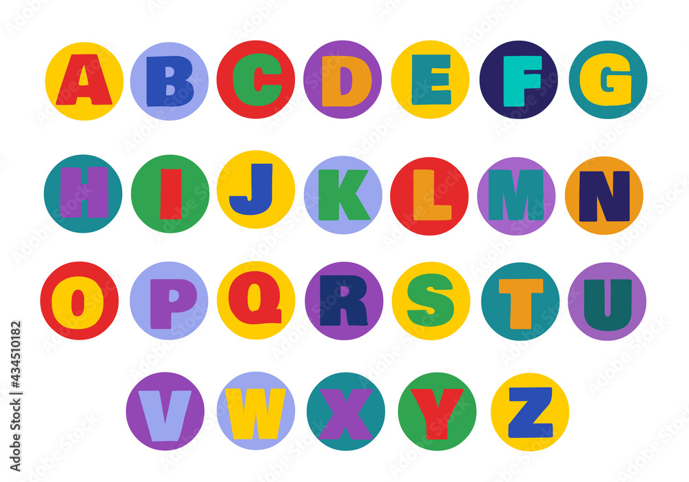 Colorful flat style alphabet set illustration Colorful flat style alphabet set illustration