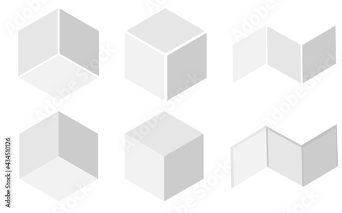 Set of cubes with perspective. Isometric model 