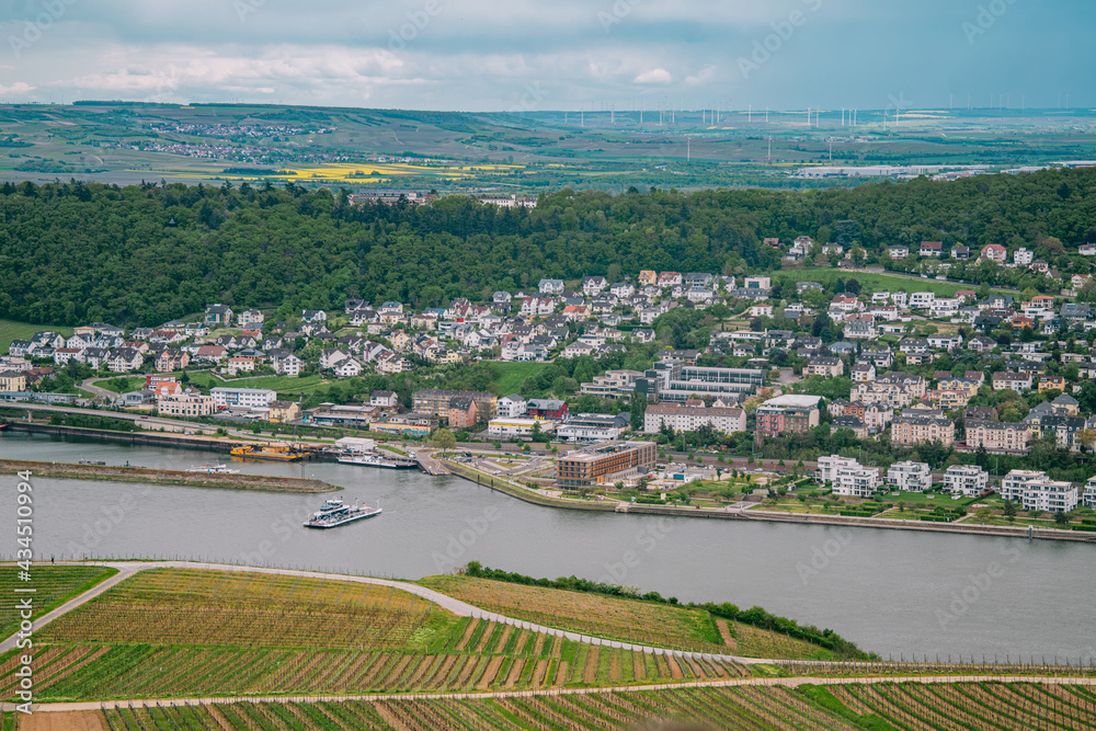 View of the city of Bingen on the Rhine, Germany, the starting point of the Rhine Valley, a UN World Heritage Site