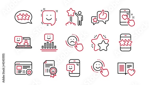 Feedback line icons. User Opinion, Customer service and Star Rating. Customer satisfaction linear icon set. Linear set. Quality line set. Vector