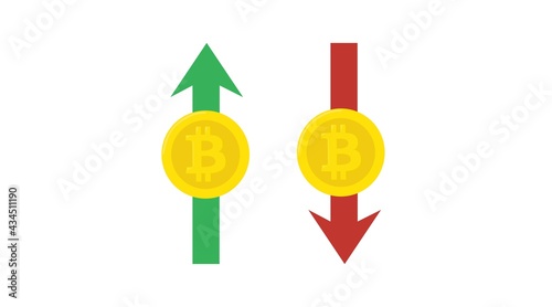 Up and down bitcoin trends, Vector isolated flat illustration