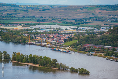 Overlooking the beautiful Rhine Valley in Germany, with vast vineyards on both sides