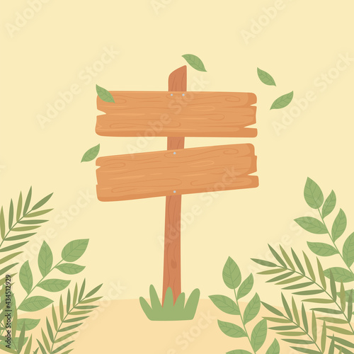 wood signpost foliage