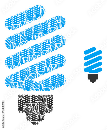 Fluorescent bulb icon collage is formed of randomized itself fluorescent bulb pictograms. itself vector composition of fluorescent bulb icons.