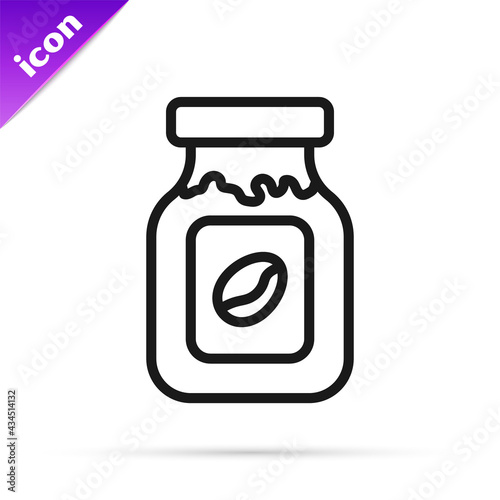 Black line Coffee jar bottle icon isolated on white background. Vector