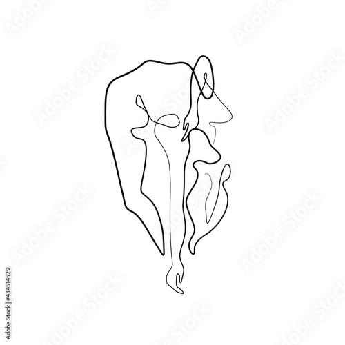 Woman abstract silhouette, continuous line drawing, female body single line on a white background, Vector illustration. Tattoo, print and logo design for a spa or beauty salon. Line art.