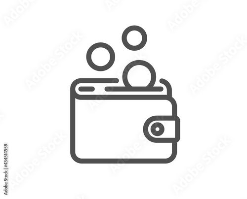 Wallet money line icon. Cash coins sign. Business income symbol. Quality design element. Linear style wallet money icon. Editable stroke. Vector