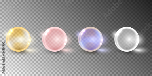Oil bubble, vitamin capsule isolated on transparent background.