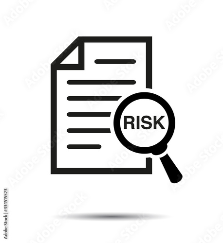 Risk word magnifying glass Icon.