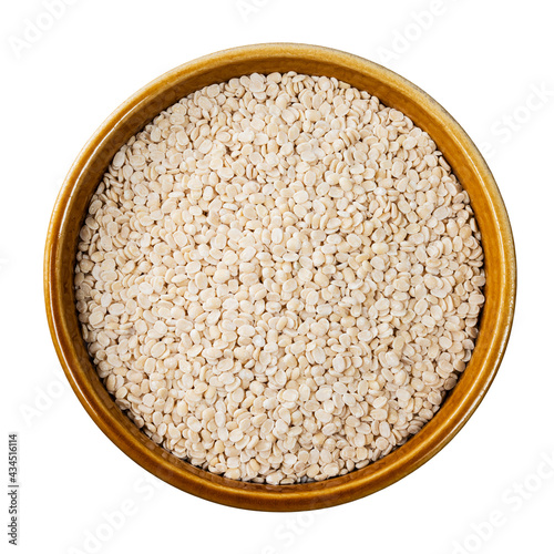 urad dal (split black gram) beans in bowl cutout