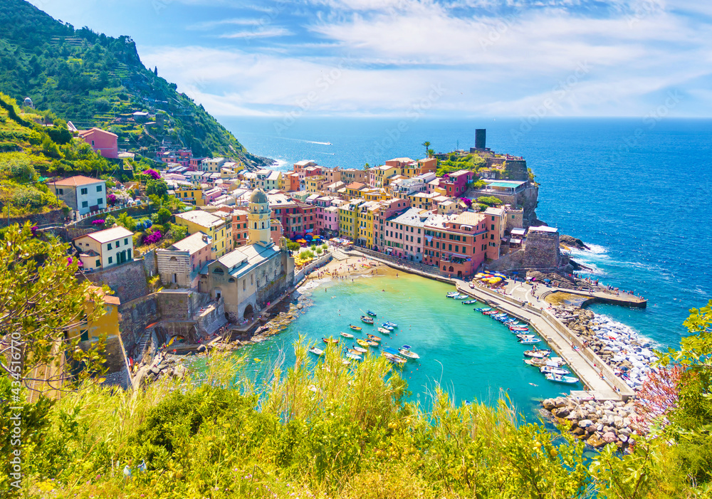 Vernazza (Italy) - A view of Vernazza, one of Five Lands villages in the coastline of Liguria region, part of the Cinque Terre National Park