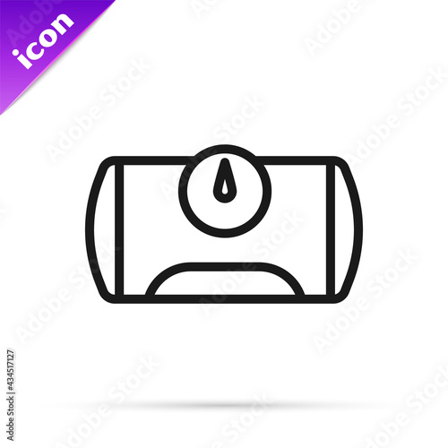 Black line Gas tank for vehicle icon isolated on white background. Gas tanks are installed in a car. Vector
